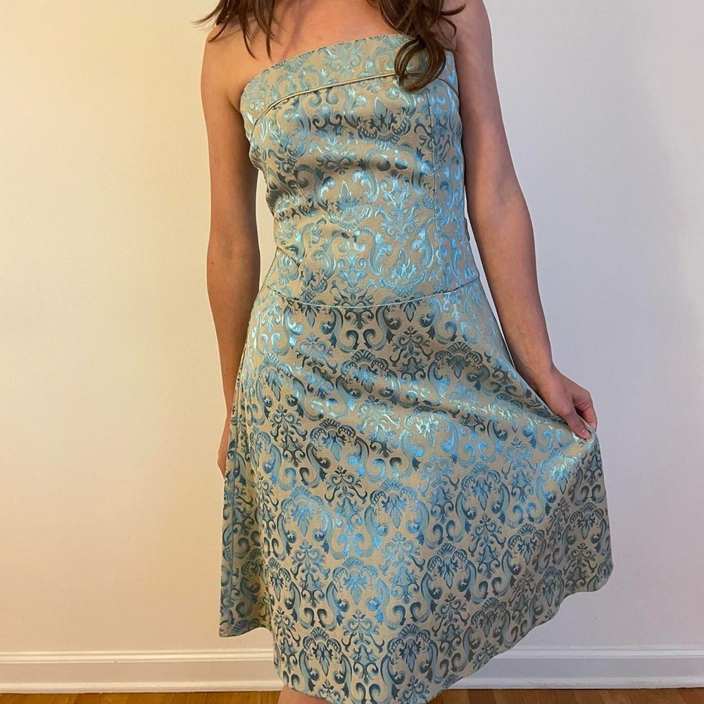 Y2K teeze me strapless a-line knee length formal floral dress